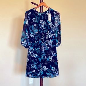 Eva Mendes paisley 3/4 sleeve dress